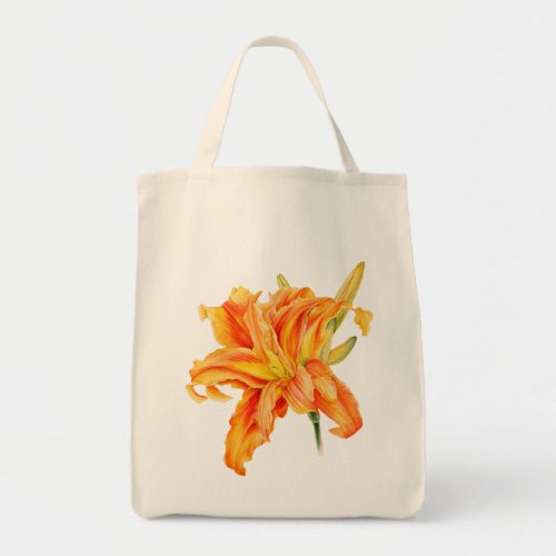 Day Lily fine art orange and green flower bag