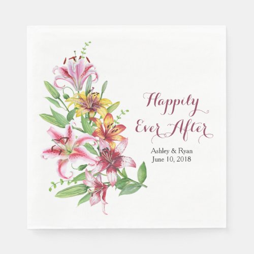 Day Lily Tiger Lily Personalized Wedding Paper Napkins
