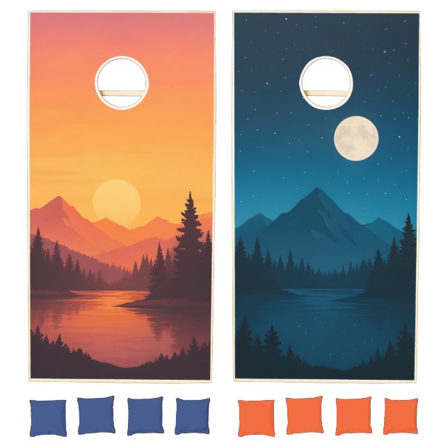 Day & Night Mountain Lake Cornhole Set (Set)