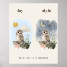 Day & Night Owl Nursery Print