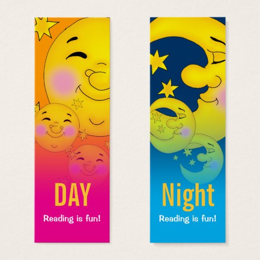 Customizable Day  &amp; Night - Reading is fun! bookmark Business Card