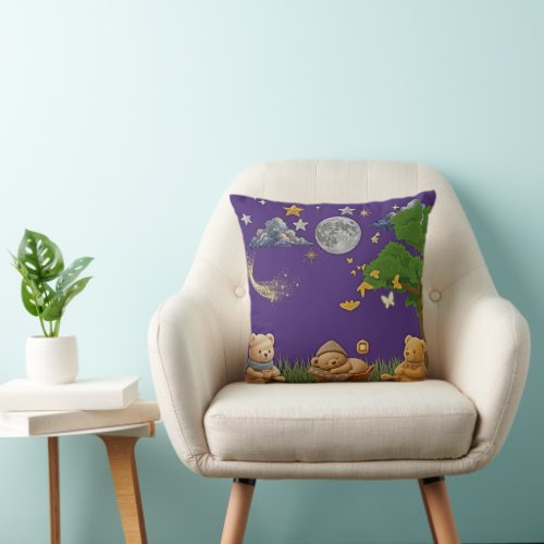 Day & Night Theme Teddy Double-sided throw pillow
