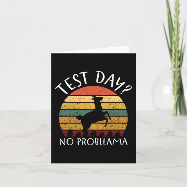 Day No Probllama State Testing Teacher Student Boy Card (Front)