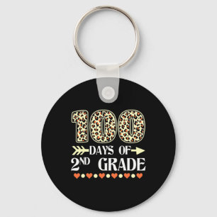 Day Of 2nd Grade Teachers 100 Days Of School Leopa Keychain