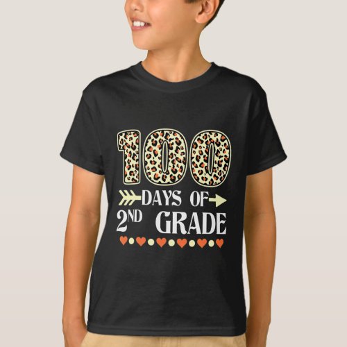 Day Of 2nd Grade Teachers 100 Days Of School Leopa T_Shirt