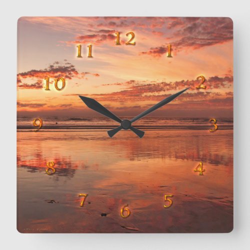Day of Beauty Ocean Reflections Square Wall Clock