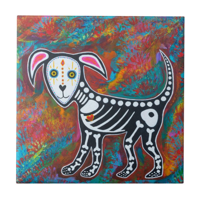 Day of Dead Dog Ceramic Tile (Front)