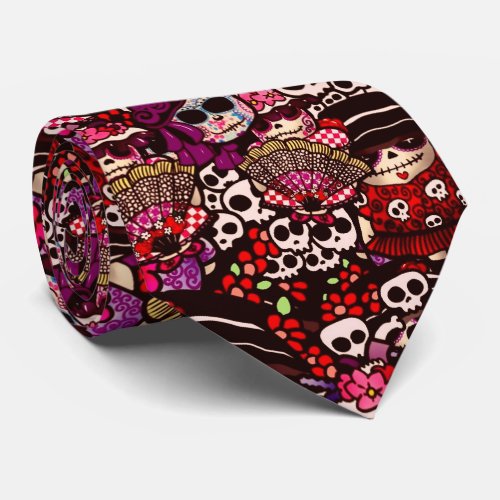 Day of Dead Doodles Dia de los Muertos Tie