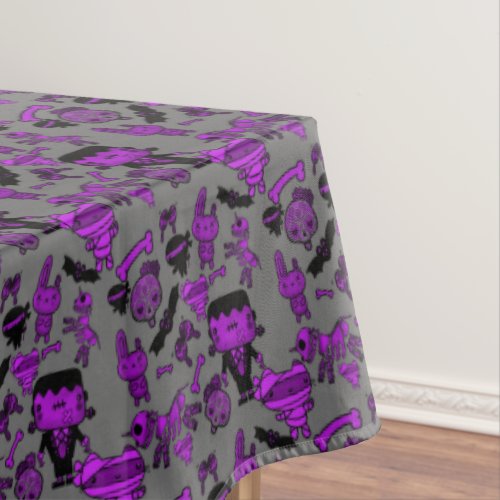Day of Dead Doodles Purple Grey Tablecloth