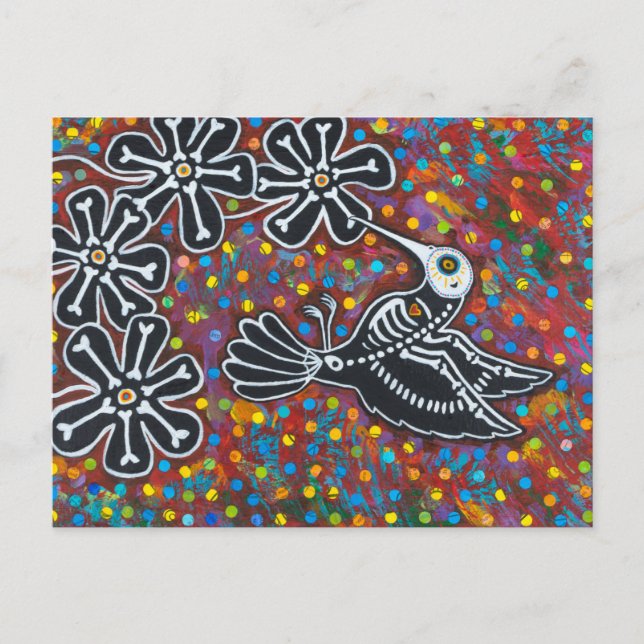 Day of Dead Hummingbird Postcard (Front)