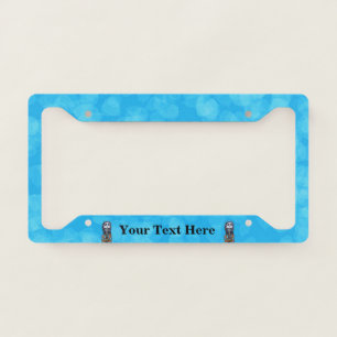 Day of Dead Lady Skeletons Striped Capes Aqua blue License Plate Frame