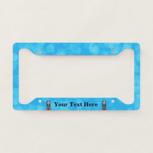Day of Dead Lady Skeletons Striped Capes Aqua blue License Plate Frame