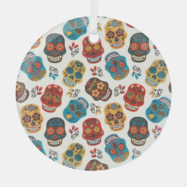 Day of Dead, seamless pattern. Glass Ornament (Front)