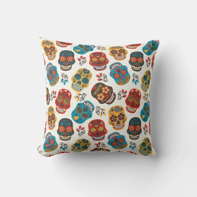 Day of Dead, seamless pattern. Throw Pillow (Front)