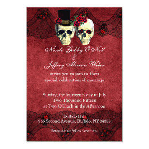Day Of The Dead Wedding Invitations Zazzle Day Of Dead Skull Bride Groom Wedding Invitation