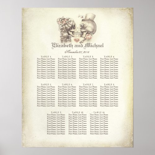 Day of Dead Skull Couple Wedding Seating Chart