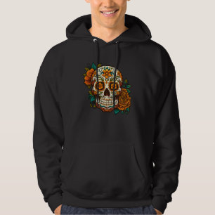 Day Of Dead Sugar Skull Floral Skeleton Head Bone  Hoodie
