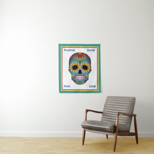 Day Of Dead Sugar Skull Roommate Banner _ Tapestry
