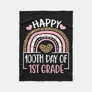 Day Of First Grade Fun 100 Days Of School Teacher Fleece Blanket