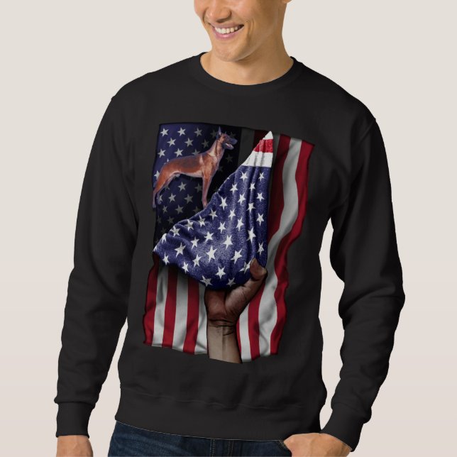Day Of Independence US Flag Belgian Malinois Sweatshirt (Front)