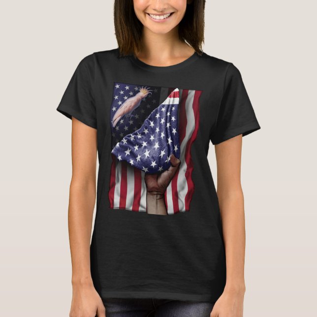 Day Of Independence US Flag Cockatoo T-Shirt (Front)