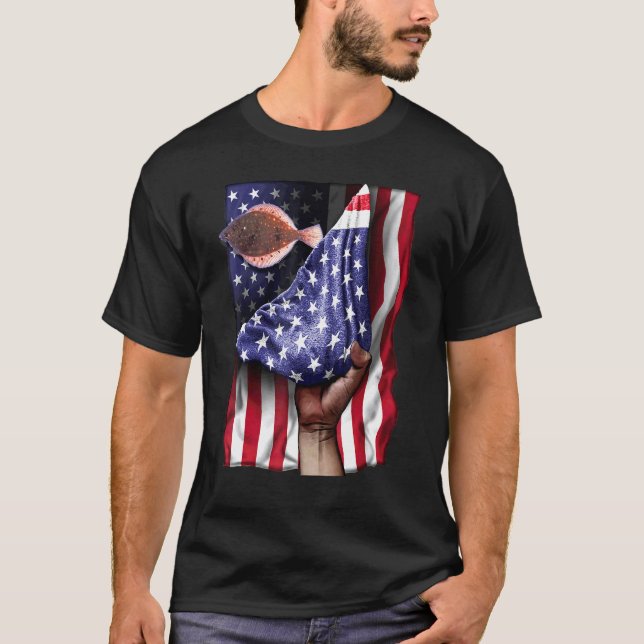 Day Of Independence Us Flag Flounder T-Shirt (Front)