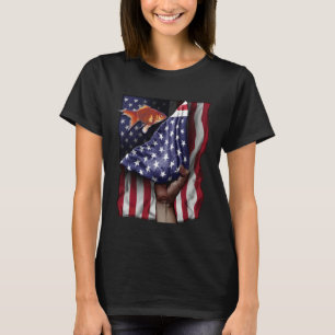 Day Of Independence US Flag Goldfish T-Shirt