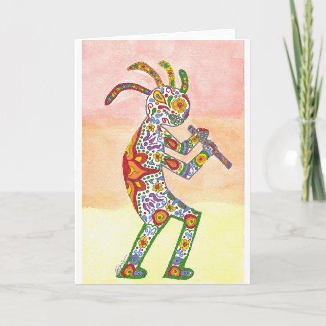 Day of Los Muertos Kokopelli Card (Front)