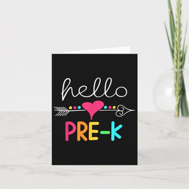 Day Of Pre K Hello Back To School Teacher  Card (Front)
