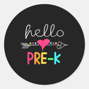 Day Of Pre K Hello Back To School Teacher Classic Round Sticker