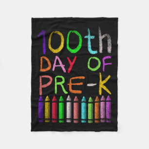 Day Of Pre K Student Gift Happy 100 Days Of School Fleece Blanket