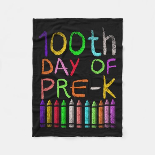 Day Of Pre K Student Gift Happy 100 Days Of School Fleece Blanket