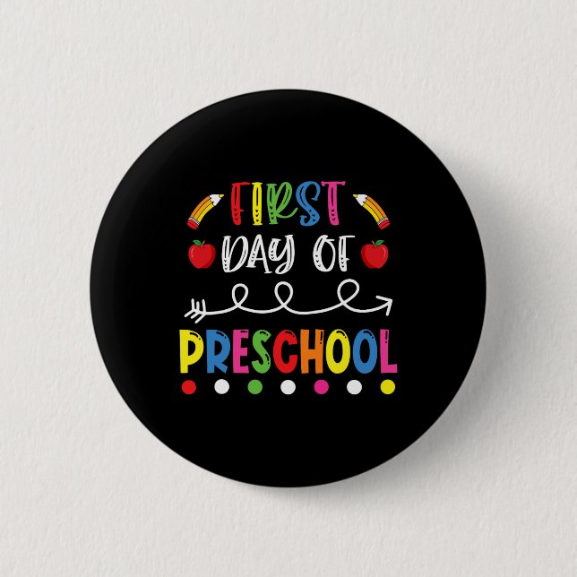 Day Of Preschool Back To School Teacher Students  Button (Front)