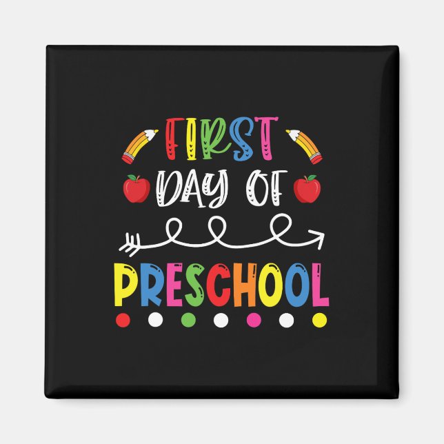 Day Of Preschool Back To School Teacher Students  Magnet (Front)