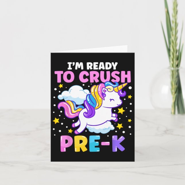 Day Of Preschool I'm Ready To Crush Pre-k Unicorn  Card (Front)