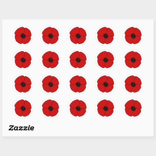Day of Remembrance Red poppy Classic Round Sticker