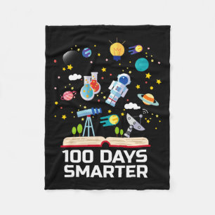 Day Of School 100 Days Smarter Books Space Lover G Fleece Blanket