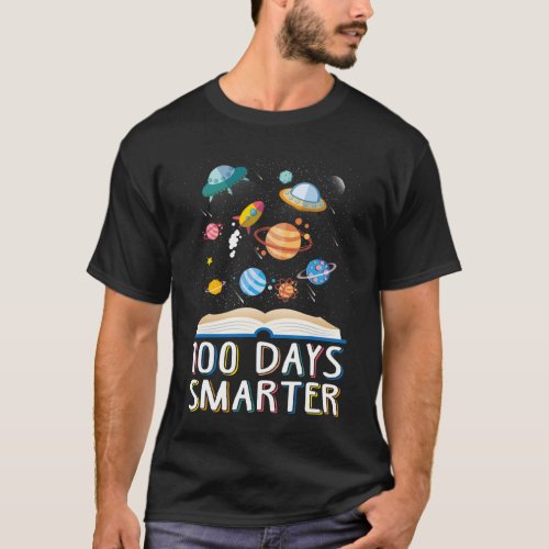 Day Of School 100 Days Smarter Books Space Lovers  T_Shirt