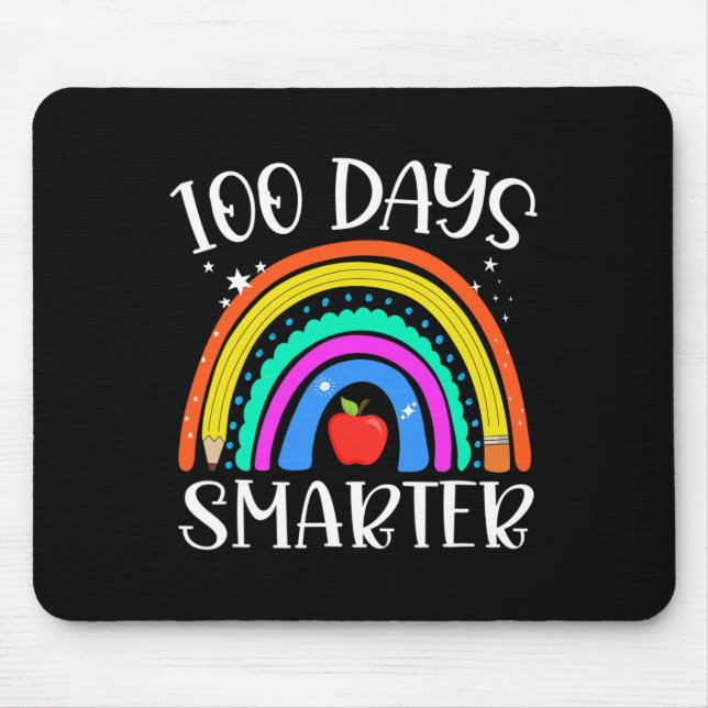 Day Of School 100 Days Smarter Teacher And Student Mouse Pad (Front)