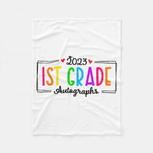 Day Of School 2023 Autograph 1st Grade Graduation Fleece Blanket