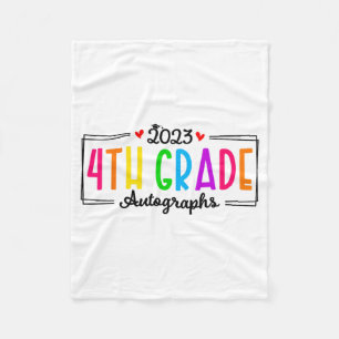 Day Of School 2023 Autograph 4th Grade Graduation  Fleece Blanket