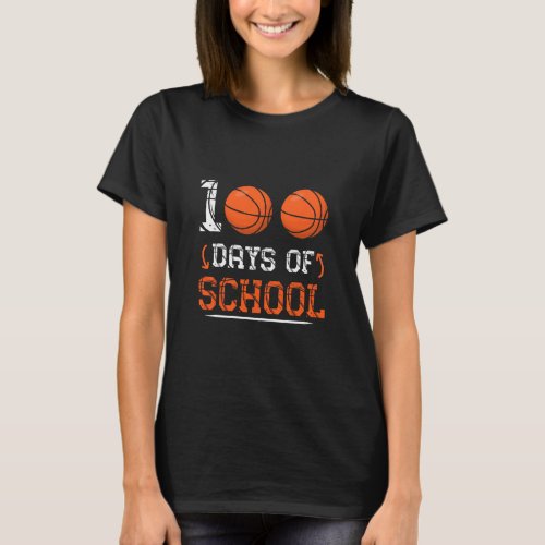 Day Of School Basketball 100 Days Of School Boys K T_Shirt