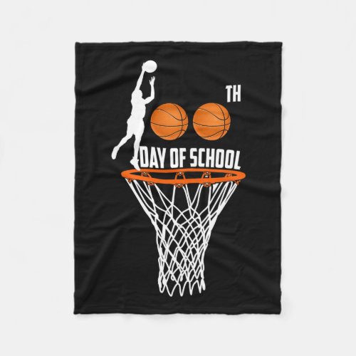 Day Of School Basketball 100th Days Gifts Boys Tea Fleece Blanket