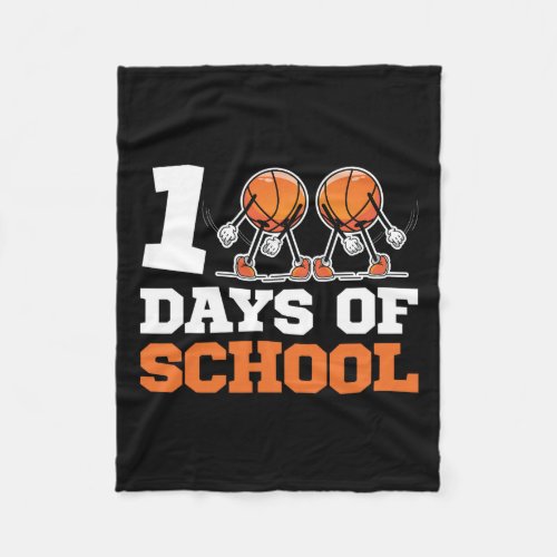 Day Of School Basketball Kids 100 Days Of School 1 Fleece Blanket