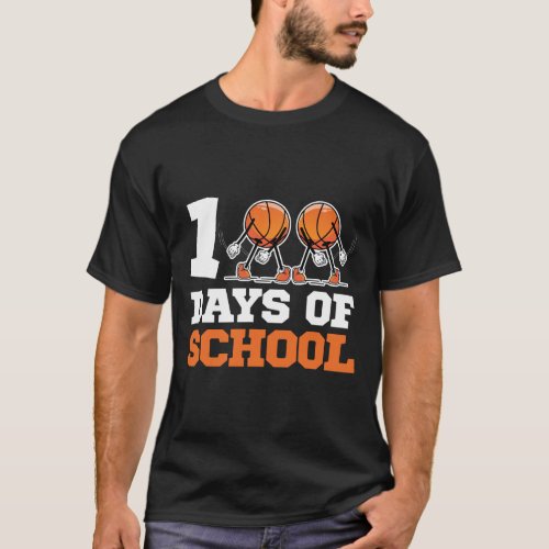 Day Of School Basketball Kids 100 Days Of School 1 T_Shirt