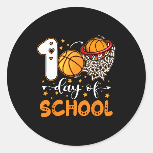 Day Of School Basketball Kids 100 Days Of School  Classic Round Sticker