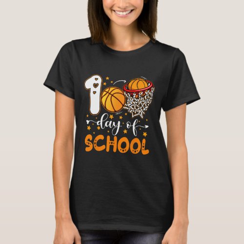 Day Of School Basketball Kids 100 Days Of School  T_Shirt