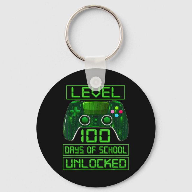 Day Of School Boys Level 100 Days Of School Unlock Keychain (Front)