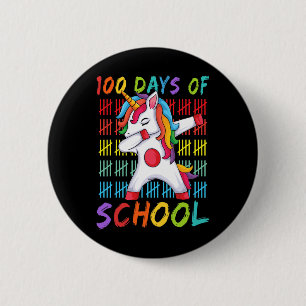 Day Of School Dabbing Unicorn 100 Magical Days Kid Button