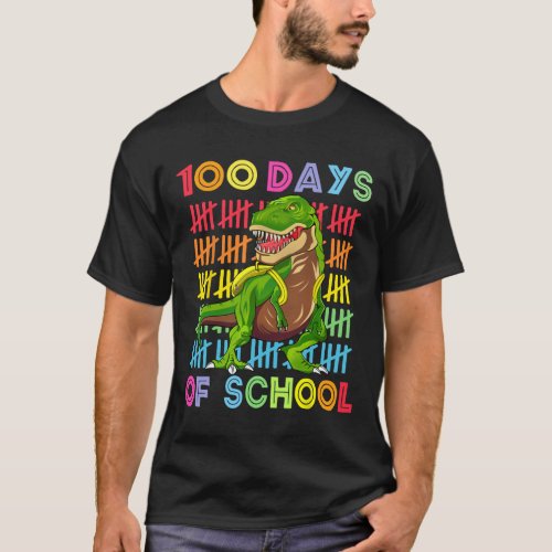 Day Of School Dino Kids Happy 100 Days Dinosaur T  T_Shirt